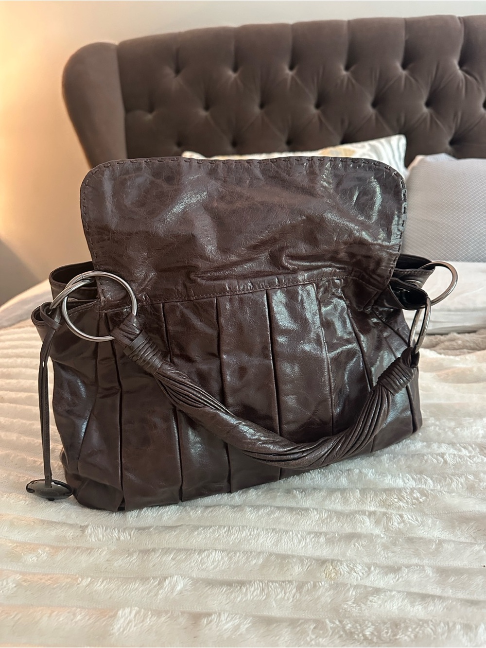NEW Donald J Pliner Brown Leather large purse